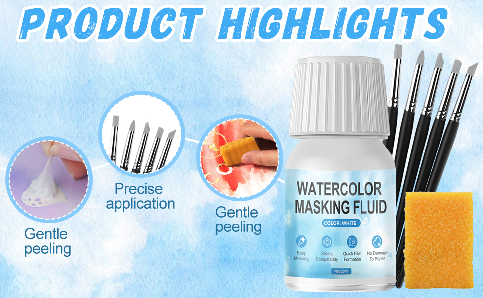 WANJAO White Masking Fluid for Watercolor Painting, Fast Drying Easy Peel