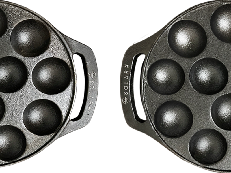 SOLARA Cast Iron 8" inch (20 CM) Paniyaram Pan (12 Cavities) | Pan for Appe/Gunta Ponganalu/Paddu | Cast Cookware