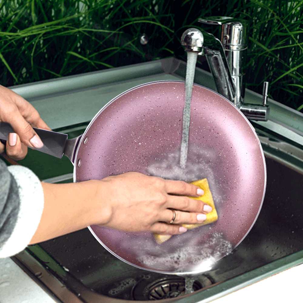 Wonderchef Valencia Non-Stick 4 Pc Cookware Set for Kitchen, Fry Pan 24cm, Kadhai with Glass Lid 24cm, Dosa Tawa 28cm, Non-Toxic PFOA Free, Gas Stove & Induction Friendly, 2-Yr Warranty, Purple