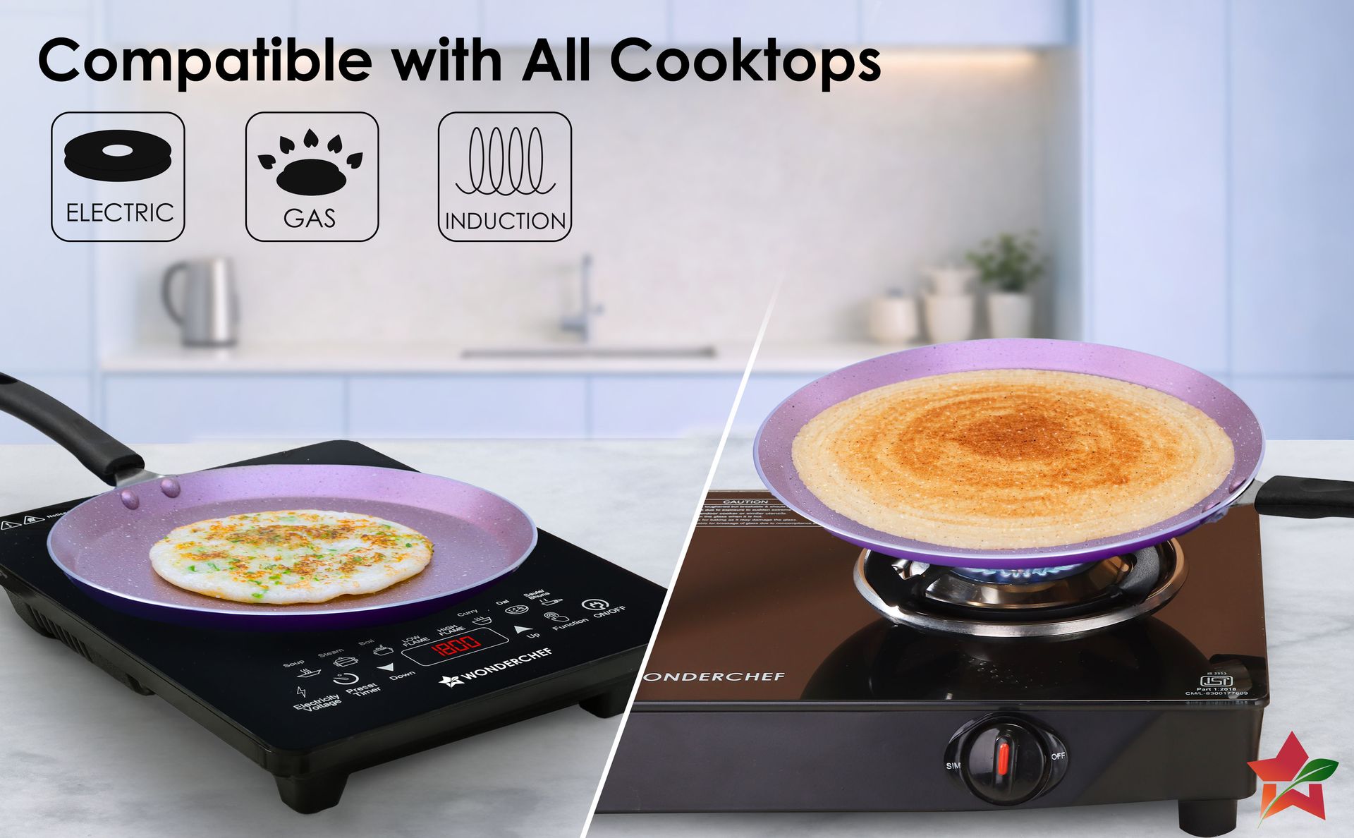 Wonderchef Valencia Non-Stick 28 Cm Dosa Tawa | Cool Touch Bakelite Handle | Pure Grade Aluminium| PFOA Free| 1 Year Warranty | Purple