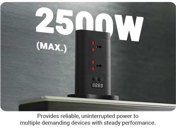 ZEBRONICS Power Block 385, Tower Extension Board/Strip, 2500 Watts, 10 Amps, 1x Type C Port, 8X Universal Socket, 2X USB Port, LED Indicator, Digital Counter, On/Off Switch, 5 Meter, Black