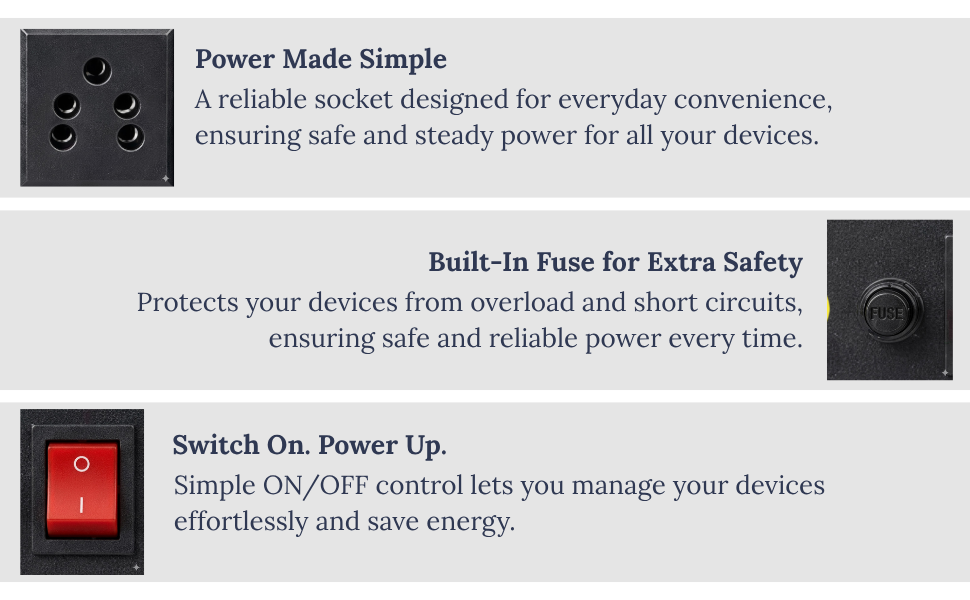 Bectro 6 Socket Extension Board & Surge Protector Power Strip