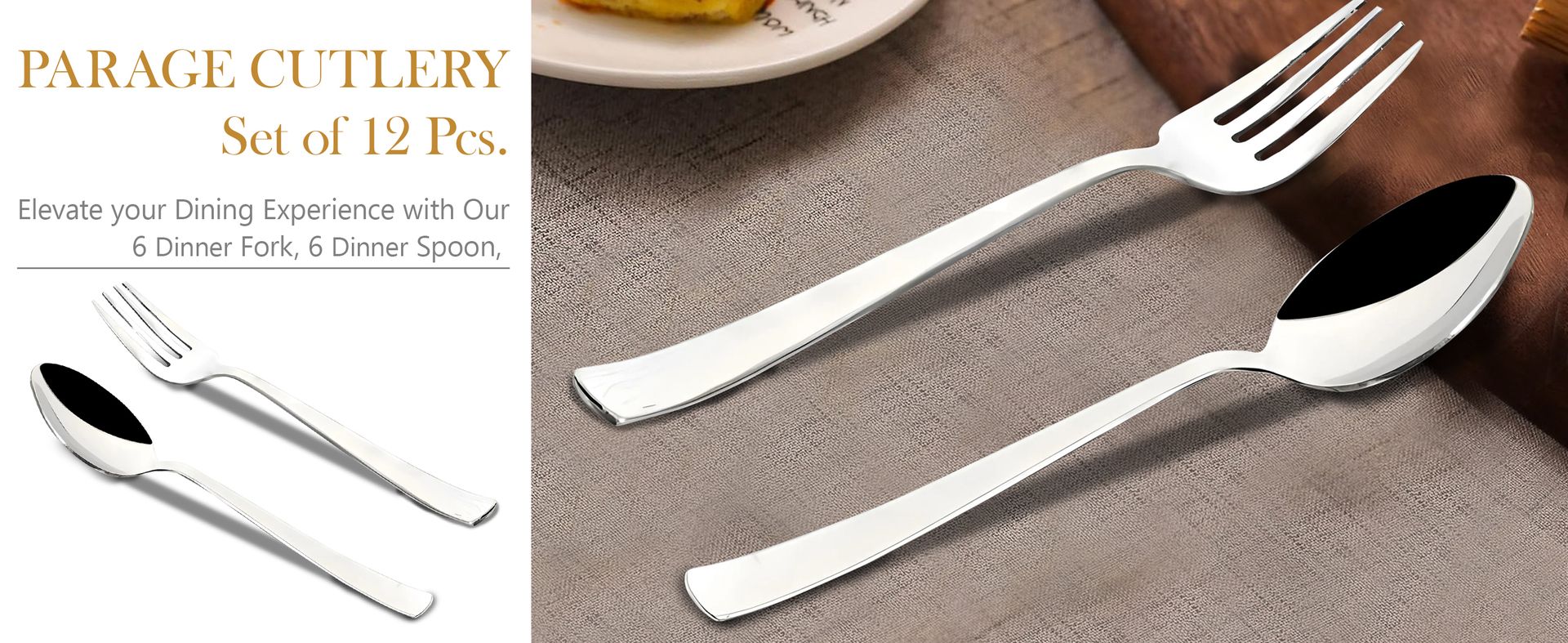 Parage Stainless Steel Spoon Set & Fork Set 12 Pieces for Tea, Coffee, Sugar, Condiments & Spices - Set of 12 Contains Spoons Set of 6 Spoon and Fork Set of 6, Mirror Polished