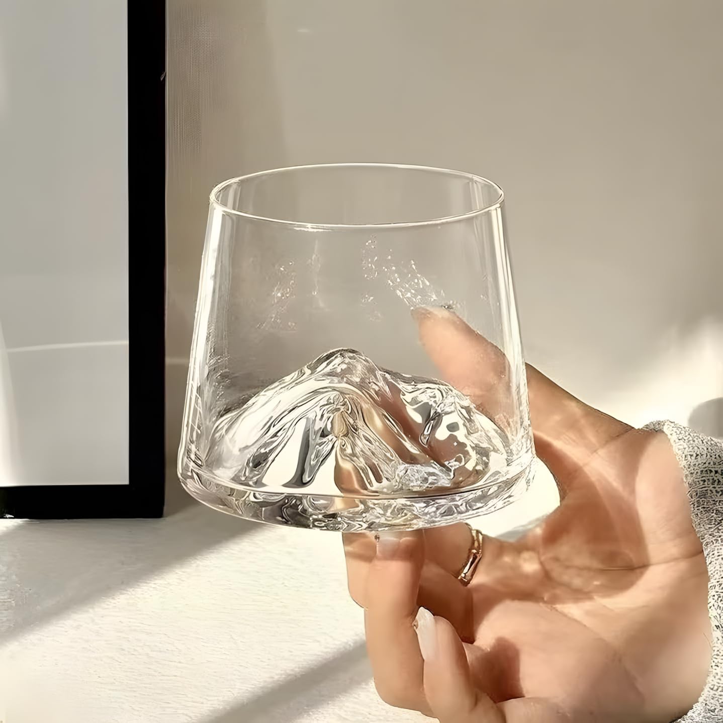 Premium Mountain Base Whiskey Glass Set of 2, 230ml Crystal Tumblers for Bourbon, Scotch & Cocktails (2, Everest)