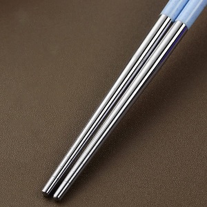 Home Cloud Premium Stainless Steel Cutlery Set of 3-Piece (Spoon, Fork, Chopsticks) Including Travel Spoon Box - Exquisite Portable Tableware for Customized Gifts (Blue)