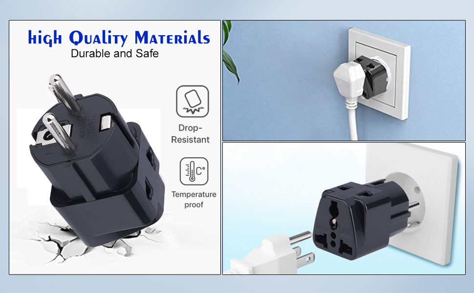 MX Universal Europe Travel Adapter – 2/3 Pin Type E/F Schuko Plug Converter 13A 250V, International EU Power Socket for Germany, France, Spain, Mobile & Laptop Chargers
