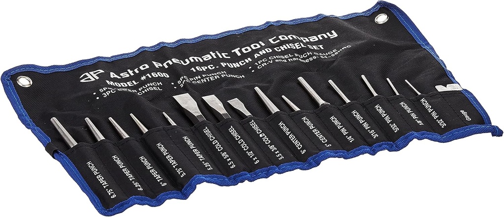 Astro Pneumatic Tool 1600 16-Piece Punch and Chisel Set