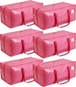 6 Pack Extra Heavy Duty Large Moving Bags with Comfortable Handle & Strong Zipper,Storage Totes for Space Saving Moving Storage College Supplies Alternative to Moving Box,Pink