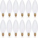 Simba Lighting Candelabra Torpedo Frosted B10 40W E12 Base (12 Pack) Decorative Incandescent Light Bulbs 120V for Chandeliers, Ceiling Fan Lights, Pendants, Wall Sconces, Dimmable, Warm White 2700K