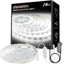 dalattin White LED Strip Lights, 20ft Dimmable Super Bright 24V Led Tape Light 6500K 360 LEDs Lights for Bedrooms, Mirror, Kitchen, Home Decoration Daylight White