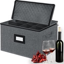 VERONLY Wine Glass Storage Box with Dividers for 12, Hard Shell Stemware Storage Container - Stackable Glassware Case with Handles and Label -Moving Storage for Crystal -Dark Gray