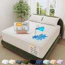 OhGeni 100% Waterproof Mattress Protector, Queen Size Mattress Pad, Fits 6"-20" Mattresses with Deep Pocket, Cooling, Breathable Fitted Sheets, Soft Bed Cover, Noiseless, Machine Washable