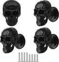 4 pcs Creative Skull Knobs Pull Handle Cabinet Door Furniture Dresser Kitchen Wardrobe Single Hole Pulls Handles (Black)