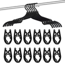 12 PCS Travel Hangers Cruise Ship Essentials Portable Folding Clothes Hangers Travel Accessories Foldable Clothes Drying Rack (Black)
