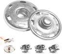 50 Sets Sew-on Snap Buttons, Metal Snaps Fasteners Press Studs Buttons for Sewing Clothing, 3/4" 19mm(Silver)