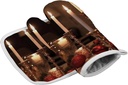 Candle Holder on Dining Table Oven Mitts and Pot Holders Sets Heat Resistant Kitchen Oven Mitts Gloves Hot Pads Gift for Cooking Kitchen Baking Cooking Grilling Microwave