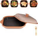Microwave Grill Pan with Cover | Microwave Bacon Cooker | Griller & Crisper Pan for Grilling, Frying, Browning and Crisping | Microwave Cookware for Grill Meat | Dishwasher Safe for Dorms,Office,RV