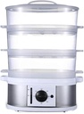Electric Food Steamer, Vegetable Steamer 3 Layers Stackable Baskets with Timer, Diameter 32cm Blue