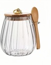 ANSQU Sugar Container with Bamboo Lid and Spoon, 23.7oz Sugar Bowl Coffee Canister Glass Food Storage Jar Candy Jar, Decorative Jars for Coffee Bar Accessories