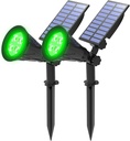 T-SUNUS Green Solar Lights Outdoor Christmas, IP65 Waterproof Garden Spotlights Auto On/Off Security Landscape Spotlight Spot Light for St. Patrick's Day Halloween Tree Patio Yard Driveway Pond 2 Pack