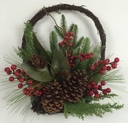 Pine Cones Berries & Greens Hanging Basket