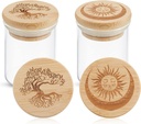 2 Packs Glass Storage Jar with Decorative Airtight Bamboo Lid Multi Use Container Glass Jar Set Kitchen Canisters Food Cereal Storage for Candy Cookie Coffee Tea, 1/8 oz