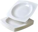 Fine Bone China Square Salad Plates Set of 6-9.25 Inch White Ceramic Stackable Dinner Plates, Oven & Dishwasher Safe for Formal/Casual Dining