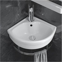 Small Corner Wall Mount Bathroom Sink, Bathroom Sink with Tower Hanger, White Ceramic Mini Vessel Sink with Overflow (Size : B-Small)