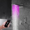 Cascada 9”x22” Music LED shower system (Wall Mounted) with Single Handle Valve, 3 function (Rainfall, Waterfall & Hand Shower) & Remote Controller for LED Color Changing (Brushed Nickel)