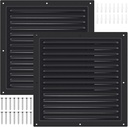 2 Pcs 12" x 12" Gable Vent Shed Attic Vent with Screen Mesh Square Metal Vent Covers Vent Grille for Exterior Door House Attic Garage Ceiling, Boost Ventilation and Guard Against Moisture (Black)