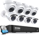 ZOSI 3K Lite Home Security Camera System with AI Human Vehicle Detection, H.265+ 8CH CCTV DVR and 8 x 1080p Wired Outdoor Indoor Bullet Dome Cameras, Remote Access, Alert Push (1TB Hard Drive)