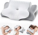 Cervical Pillow for Neck Pain Relief - Cooling Ergonomic Dual-Sided Orthopedic Neck Pillow with Ice Silk Pillowcase, Breathable Memory Foam Contour Pillow for Side, Back, Stomach Sleepers