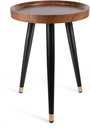 Plant Stand Indoor,Mid Century Walnut Wood Plant Table, Heavy Duty Metal Tall Flower Pot Stand,Modern Round Small Side End Table with Raised Design(12"x17")