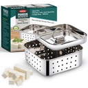 PANCA 스테인리스 Paneer 제작자 형 큰 크기, 뚜껑을 가진 Paneer 압박, Tofu 압박 형 제작자, Whey 분리기 (평방, 550ml 수용량)