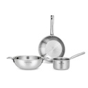 Lifelong Triply 3-piece 취사 도구 세트 | 카다이, Frypan & Saucepan for Cooking | 스테인리스 22 cm 카다이 & Fry Pan 22 cm | 14 cm 소스 팬 | 유도 바닥 및 가스 스토브 요리 기구 (LLTP3PCS)