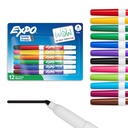 EXPO 드라이 Erase Markers, 낮은 냄새 잉크, 분류 된 색상, Fine Tip, 12 Count - 학교, 교사, 교실, 사무실 용품으로 돌아 가기