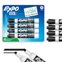 EXPO 건조 Erase Markers, 낮은 냄새 잉크, 블랙, 치셀 팁, 4 카운트 - 화이트 보드, 캘린더, 조직, 사무실, 학교, 교실, 교사를위한 필수 공급