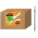 BIC 둥근 Stic Xtra 생활 Ballpoint 펜, 매우 오래 견딘 및 일관된 성과, 까만 잉크에 있는 144-Count