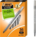 BIC 둥근 Stic Xtra 생활 검정 볼펜, 중간 점, 36-Count