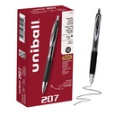 uniballTM 207 젤 펜, 까만 잉크, 0.5mm 마이크로 점, 철회 가능한, 12 조사