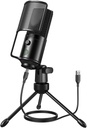 FIFINE Podcast 녹음 마이크, Vocal 음악 스트리밍을위한 PC USB 콘덴서 마이크, Windows / Mac OS-K669PRO1을위한 Mute 버튼이있는 컴퓨터 데스크탑 마이크