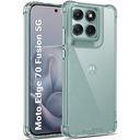 모토로라 Moto Edge 70 Fusion 5G 용 GiftKart Crystal Clear Back Cover Case | 360도 보호 | 충격 방지 디자인 | 투명 백 케이스 커버 (PC 및 TPU, 투명 범퍼)