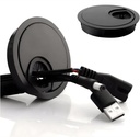 24x7 eMall 책상 케이블 덮개 둥근 Grommet 알루미늄 68 x 68 mm 검정 금속