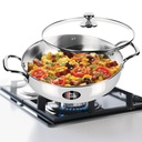 밀턴 프로 요리 3-Layer 두꺼운 Triply Bottom I Induction Cookware & Gas Stove Glass Lid 28cm | 4.2 리터 | 카다이 요리 | 딥 프라이핑 | Stir-Fry | 실버