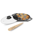Lifelong Cast Iron Paniyaram Pan with Glass Lid, 210mm Diameter, Black, Non-Stick & Teflon Free, Induction and Gas Stove Compatible