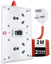 FEDUS 16amp 3000 Watts Heavy Duty High Load Capacity Electric Power Extension Switch Board Cord with MCB Switches, 2 Meter Cable for Microwave Oven,EV Charger Charging,Iron Press,Induction Stove,AC