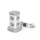 Goldmedal Turbomax 8+4 Power Strip | 안전 셔터가있는 8 개의 범용 소켓 | 3A-USB 및 1 USB-C 포트 | 지표가있는 마스터 스위치 | 2 미터 확장 코드 홈 및 사무실 | (흰색)