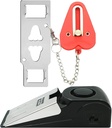 Portable Door Lock & Door Stop Alarm Set, Dual Protection Home Security Door Kit, Travel Hotel Lock Devices Pocket Self Defensey Tools for Traveling Hotel Home Apartment,Red