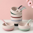 에하 지구-Friendly Soup Bowls with Spoons Set of 6 | 250 ml | 쌀 껍질 Biocomposite | 마이크로파 안전 그릇 | 서빙 볼 세트 | 멀티컬러