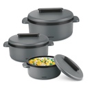 Milton Micronova Jr. 선물 세트 내부 스테인리스 Casserole, 3 세트 (380 ml, 775 ml, 1345 ml), 회색, BPA 무료, 음식 급료, 뜨겁고 찬, 전자 레인지 강철, 접지 닦은 기계 안전, Chapati, Roti